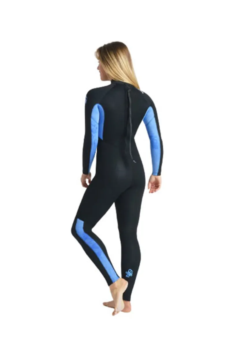 C-Skins Surflite 5:4:3 Women's GBS Back Zip Steamer Wetsuit Black/Blue-3